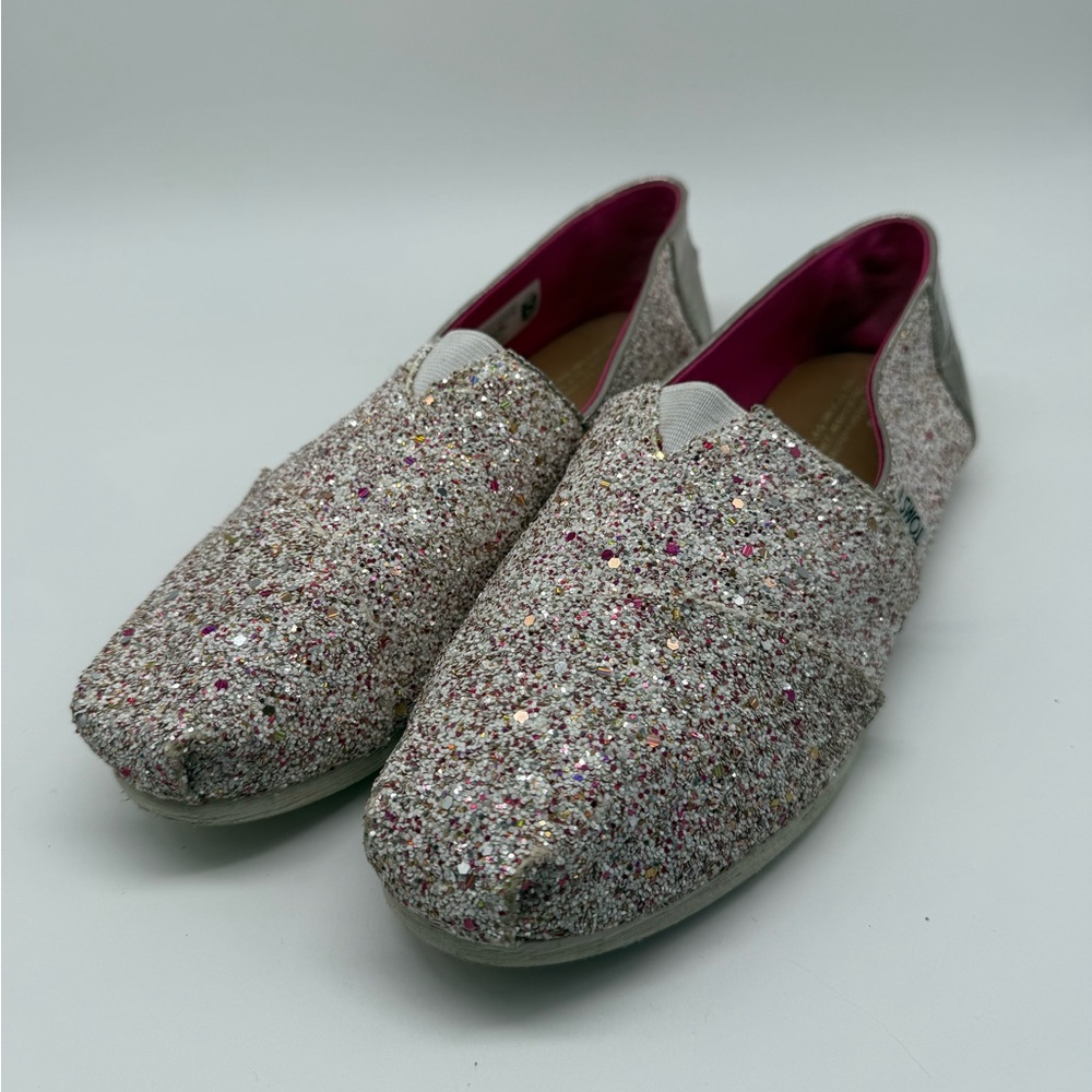 Tom’s Glitter Pink and Gold Sparkle Slip-On Shoes